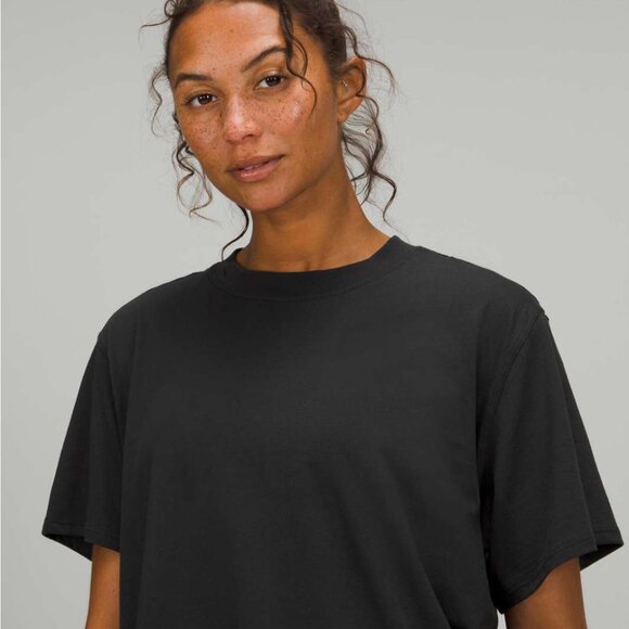 Lululemon Pima Cotton Relaxed Casual Short Sleeve T-Shirt Black 10 NWOT - Picture 4 of 10